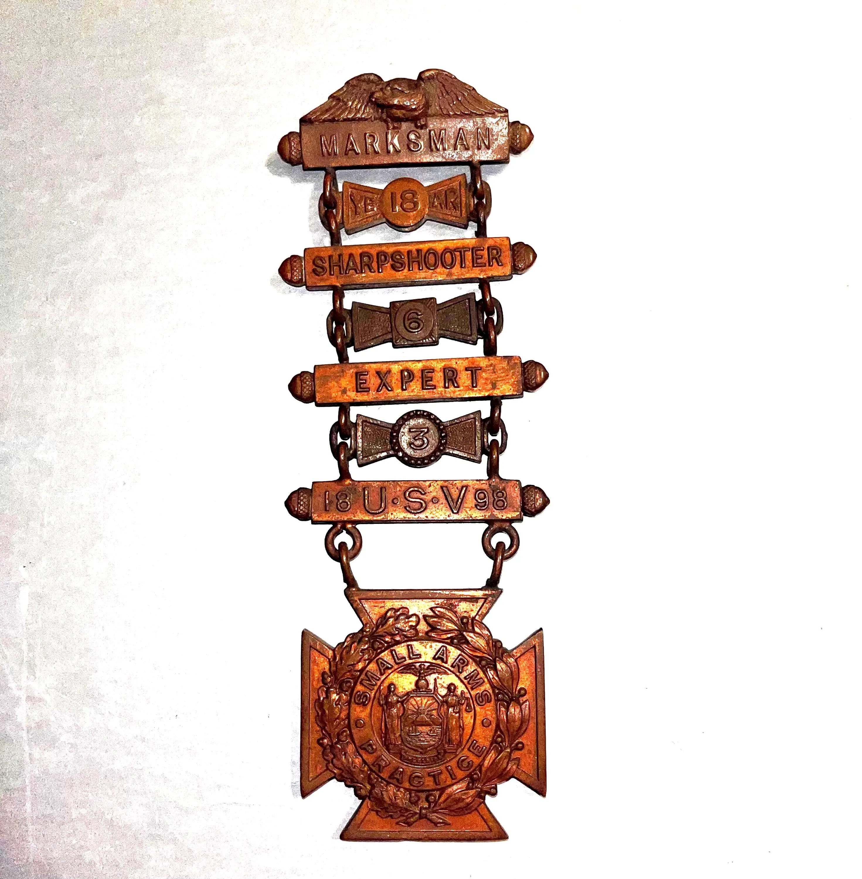 1898 Spanish American War Era Tiffany & Co. NYNG Marksman Sharpshooter Expert Medal