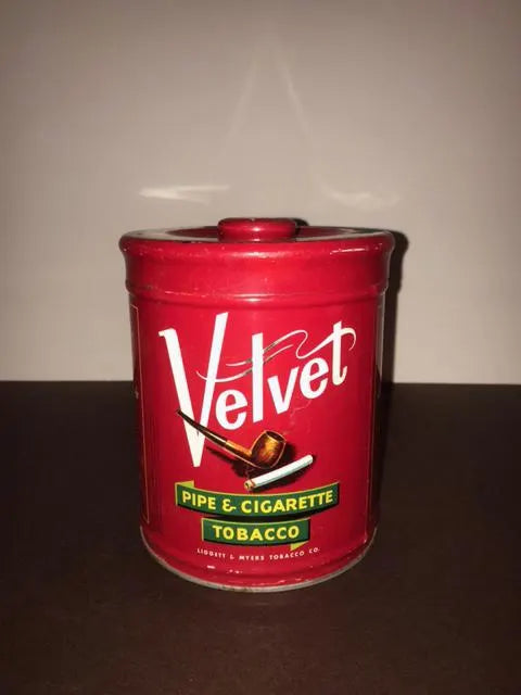 1950s Velvet Tobacco Tin, Collectible Tobacciana Decor