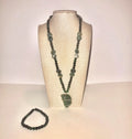 Genuine Green Jade Beaded Necklace and Bracelet Set