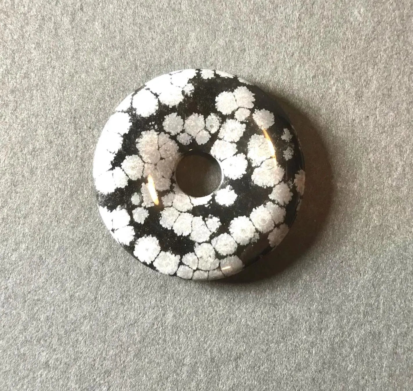 Natural Snowflake Obsidian Donut Pendant