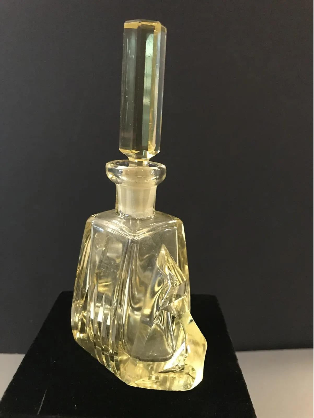 Prism-Cut Art Deco Perfume Bottle with Dauber