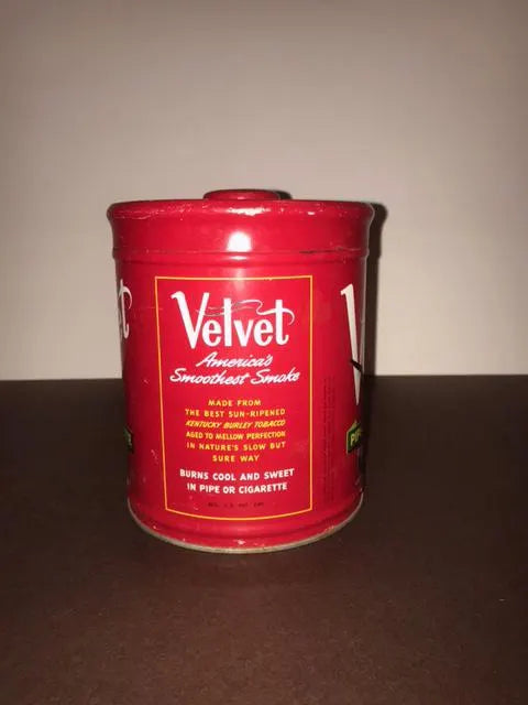1950s Velvet Tobacco Tin, Collectible Tobacciana Decor