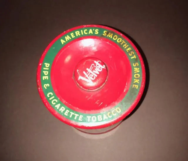 1950s Velvet Tobacco Tin, Collectible Tobacciana Decor