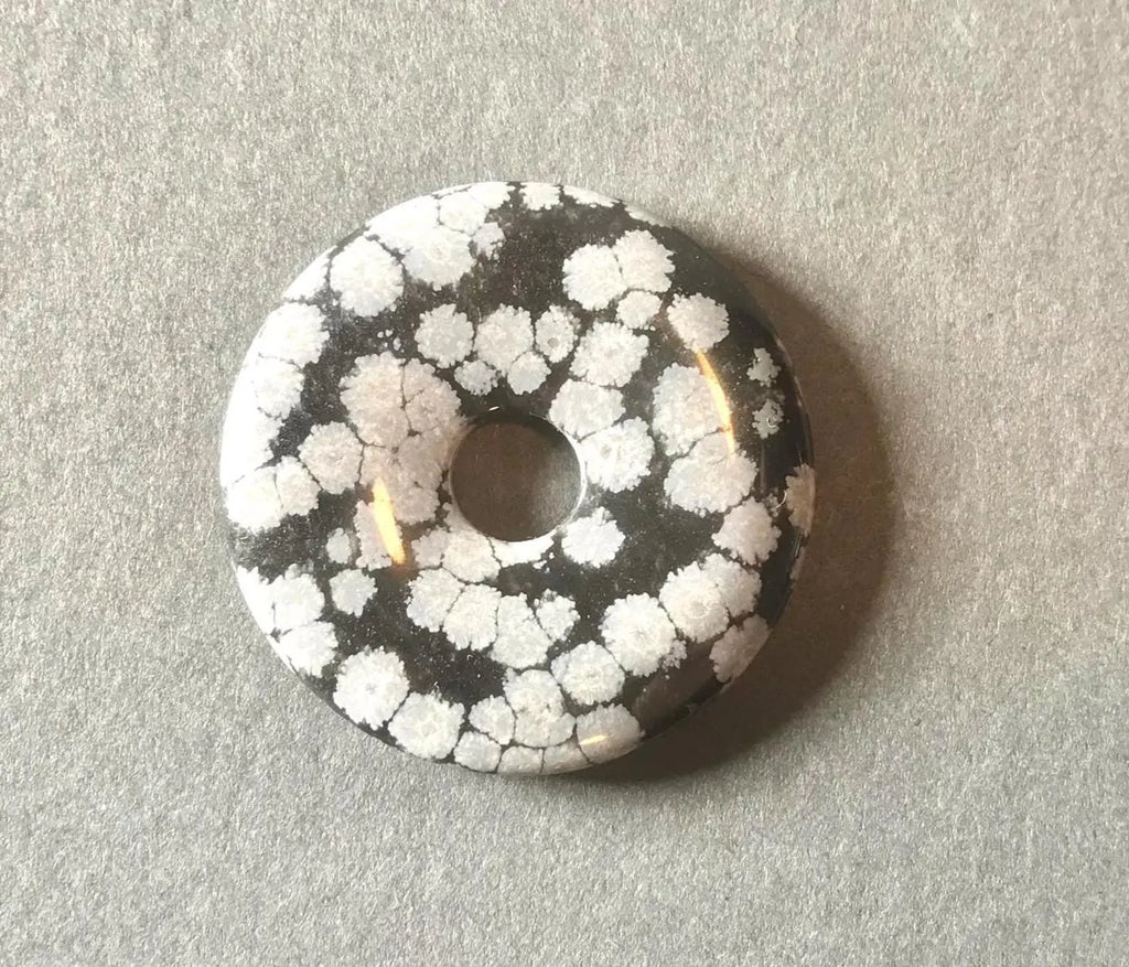Natural Snowflake Obsidian Donut Pendant