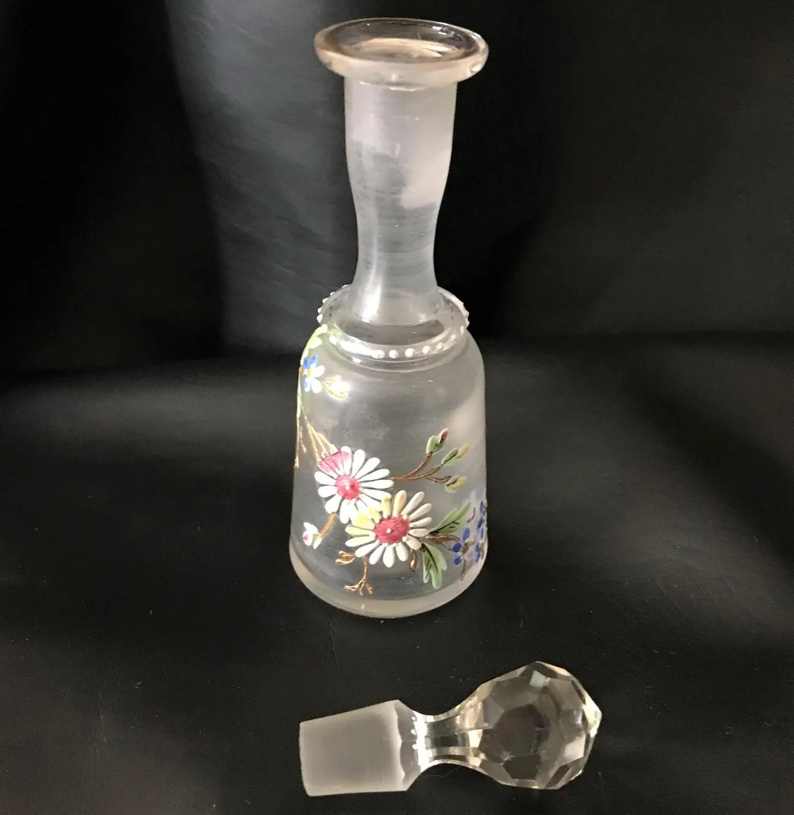 Czech Glass Floral Design Scent Bottle