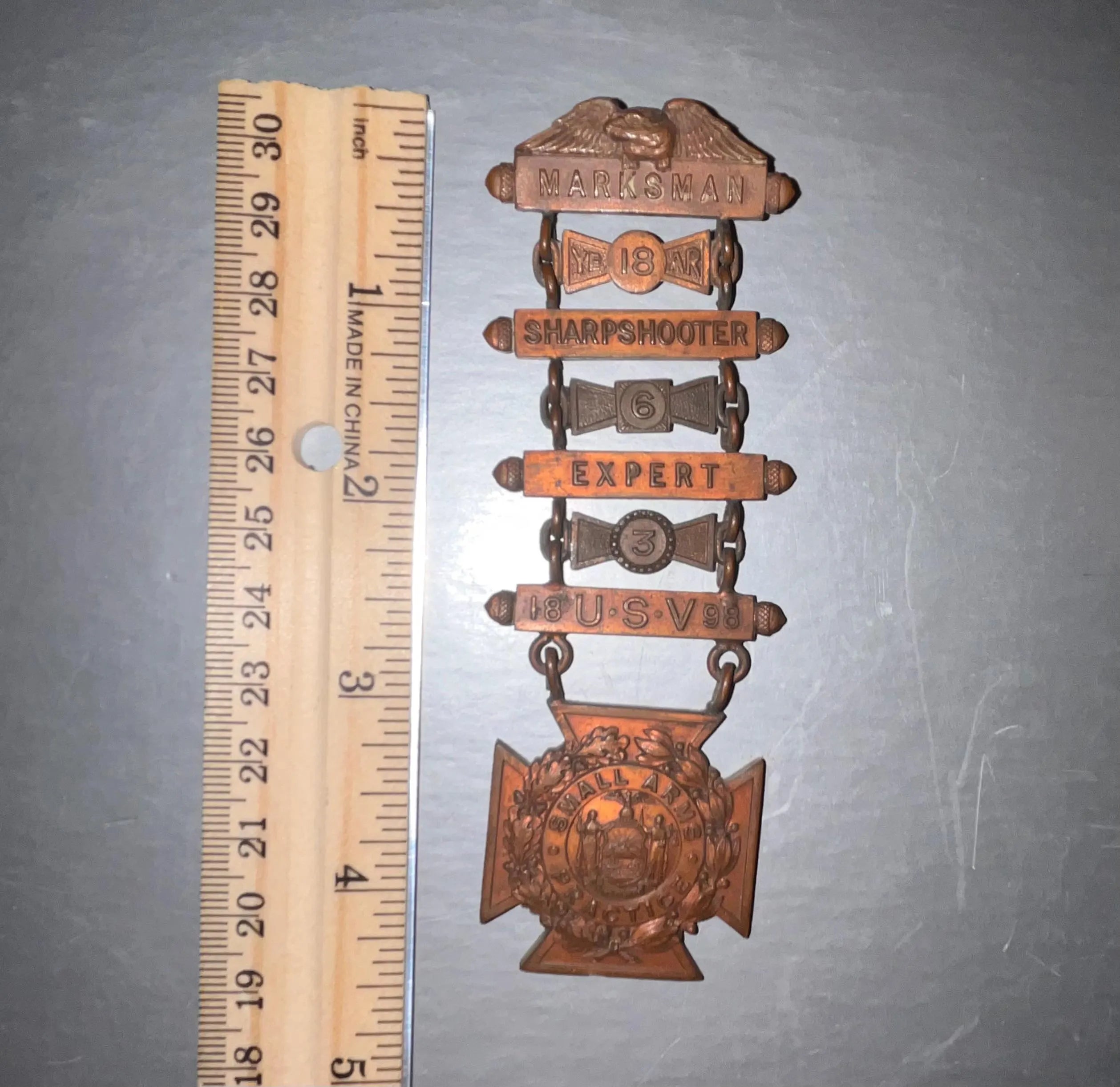 1898 Spanish American War Era Tiffany & Co. NYNG Marksman Sharpshooter Expert Medal