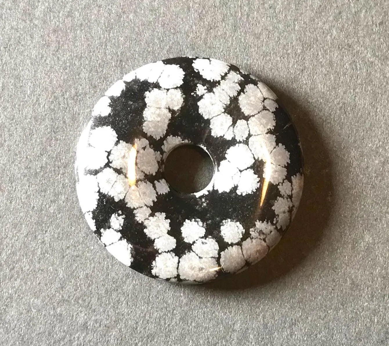 Natural Snowflake Obsidian Donut Pendant
