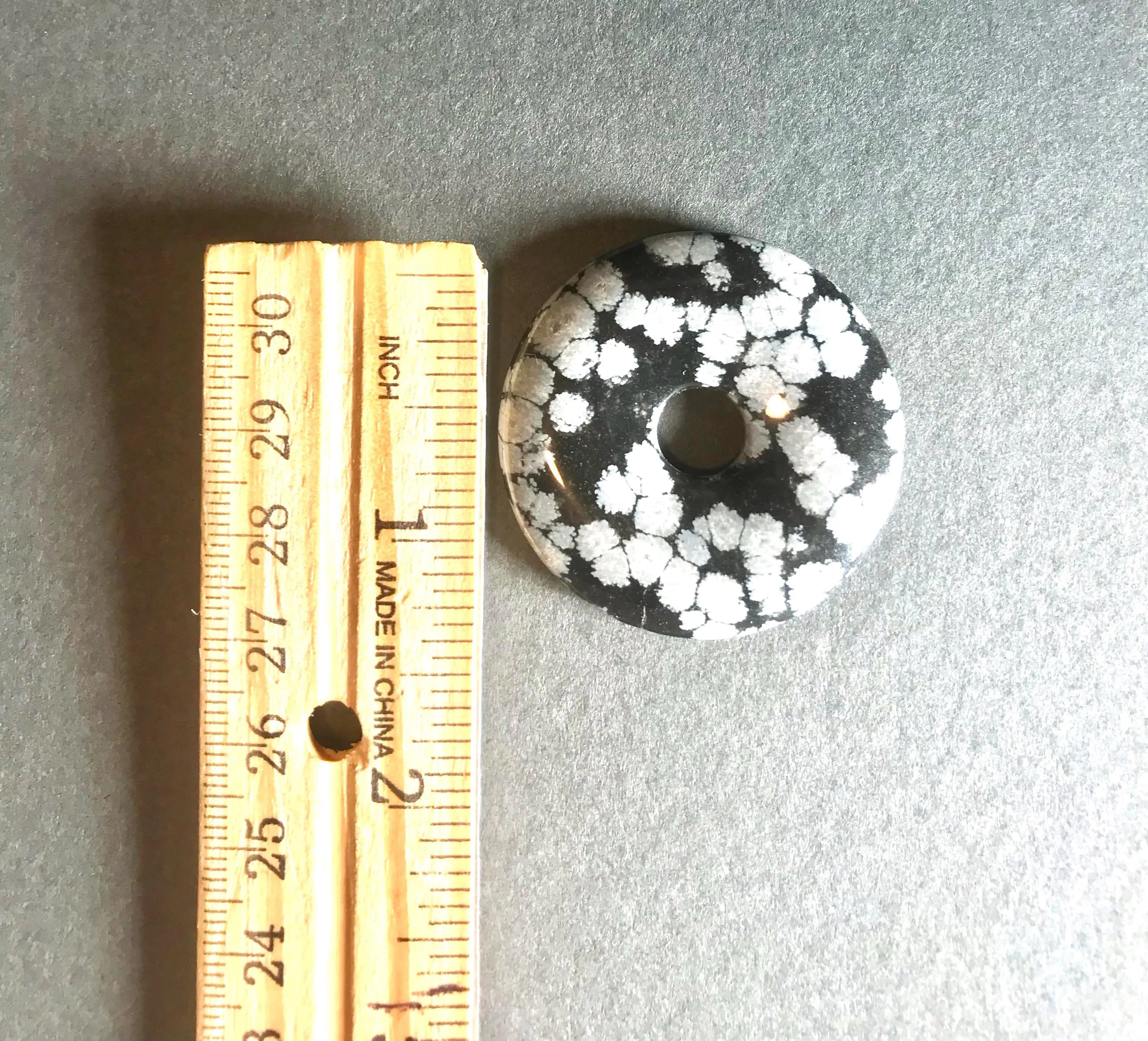 Natural Snowflake Obsidian Donut Pendant