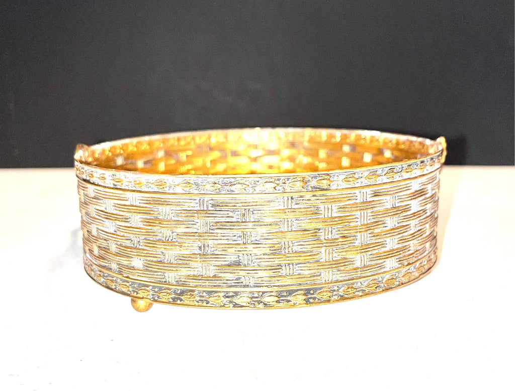 Uranium Glass Dish with Handled Caddy