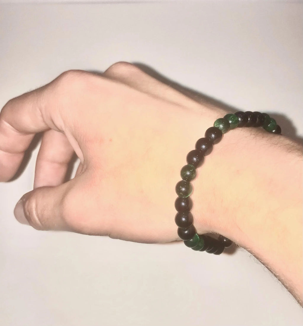 Genuine Green Jade Beaded Necklace and Bracelet Set