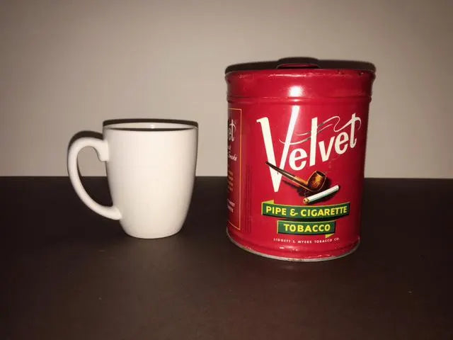 1950s Velvet Tobacco Tin, Collectible Tobacciana Decor