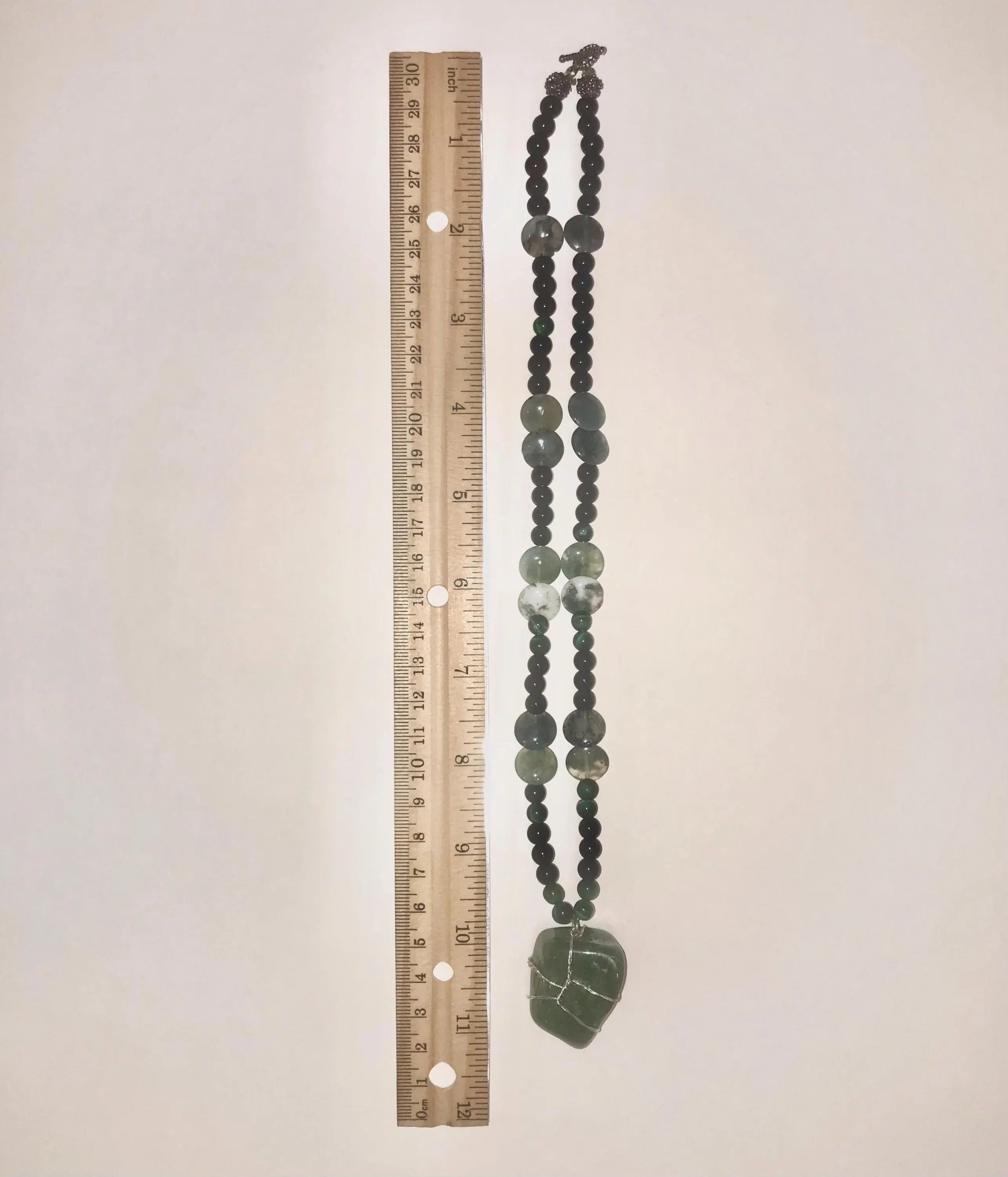 Genuine Green Jade Beaded Necklace and Bracelet Set