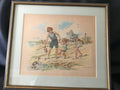 Victorian Lithograph Artwork: "By The Sea" - Children at Play